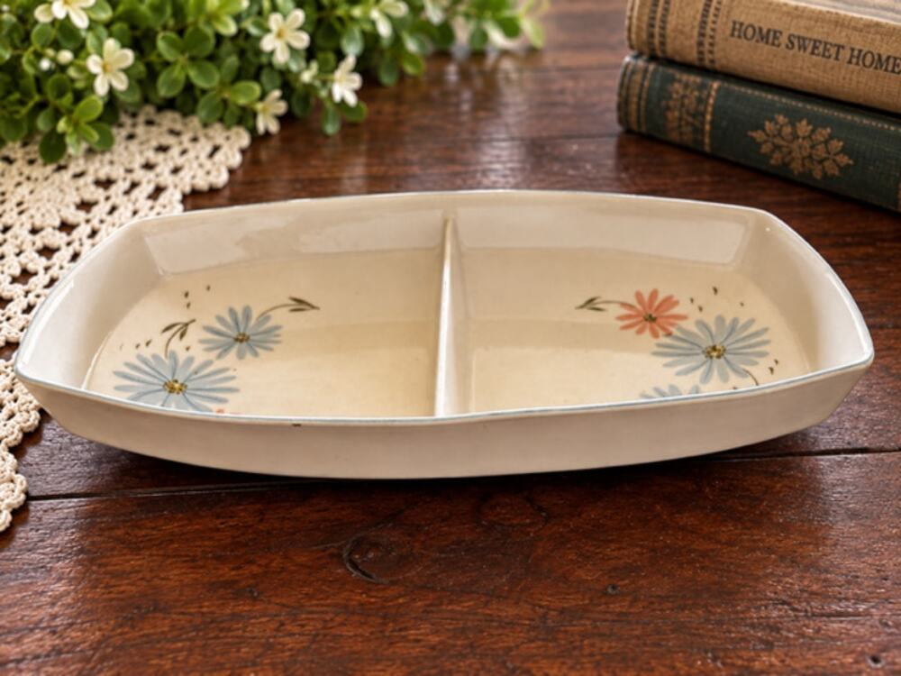 Vintage Franciscan Maytime Divided Serving Dish 10.5 Inch 1960s